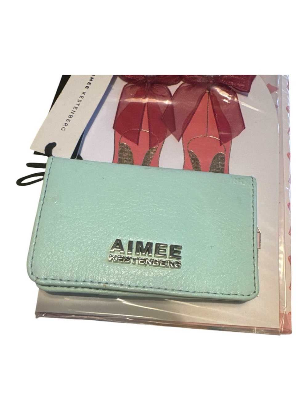 Aimee Kestenberg Mint Card Holder with Metallic Logo